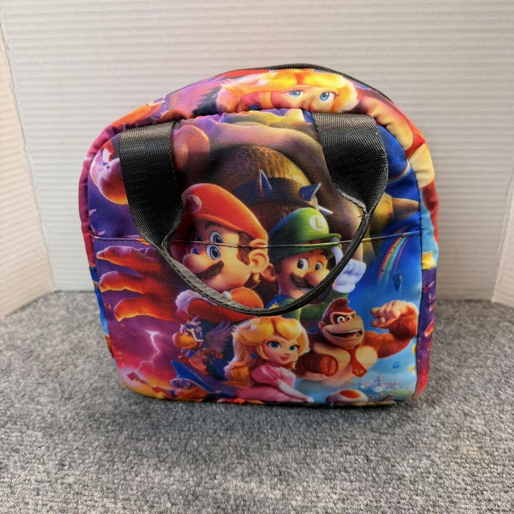 Super Mario Kids Lunch Bag Insulated Multicolor Character Tote With Handle